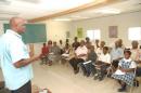 The Fort Charlotte Urban Renewal Programme held a soft re-opening ceremony on Monday, March 17, 2008 at their centre on Musgrove Street and Dunmore Ave, Chippingham. Programme Manager, Jeff Brown, at left, addresses the audience. (BIS Photo/Raymond A. Bet