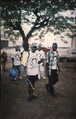 A participant spraying insecticide at Princes Christian Maternity Hospital