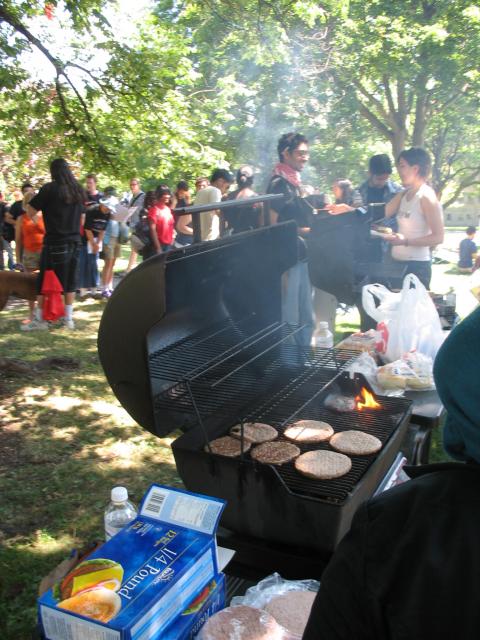 Some burgers on the grill for those who were able to make it the Day of Action at queens park