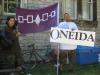 A couple of Aboriginal brothers represent.  They hold a 6nations flag, however only 5 of the 6nations are  represented on the flag as one nation joined later.  (the brother on the right is Oneida)